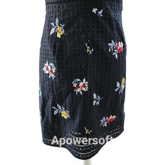 Ann Taylor Floral Embroidered Eyelet Sheath Black Dress - Picture 5 of 9